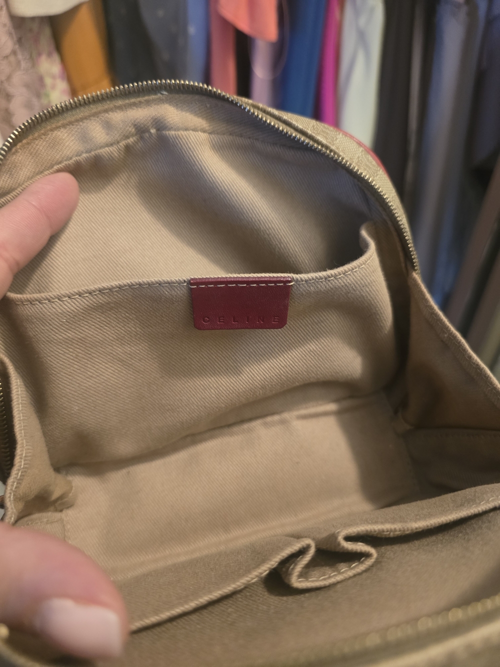 Authentic Vintage Celine Monogram Canvas with Red Leather - Picture 7 of 9
